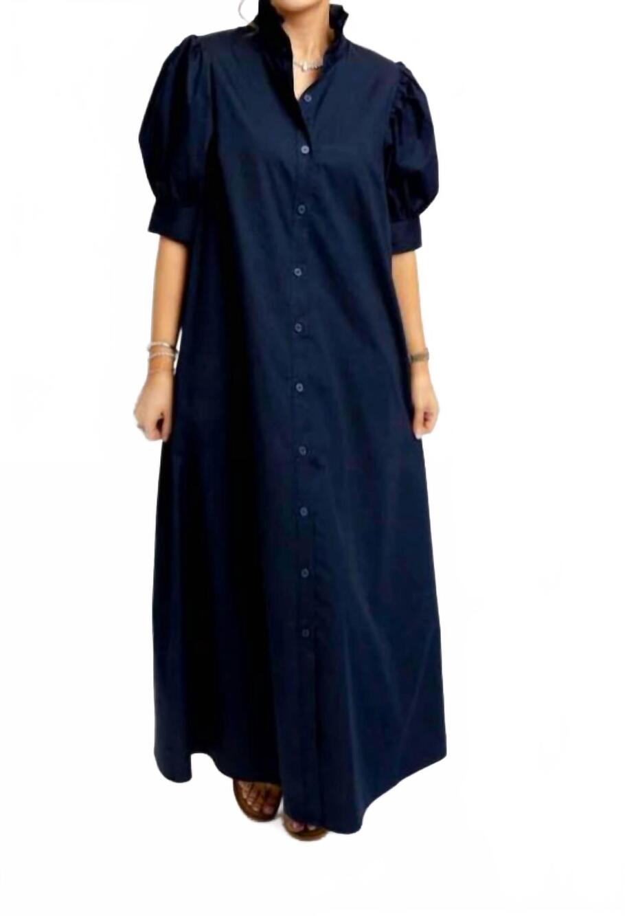 NEW KARLIE poplin maxi dress in navy